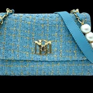 Badgley Mischka Bag NWT great texture  BLUE/ gold Gorgeous for the holidays